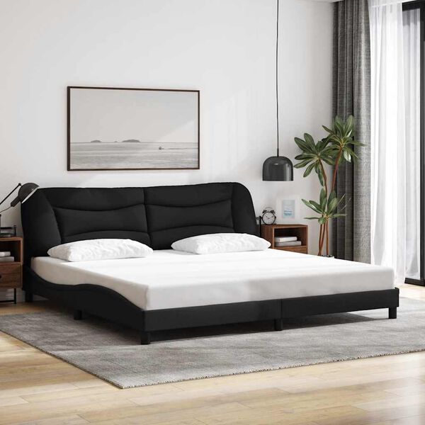 vidaXL Cadre de lit sans matelas Hvar noir 200x200 cm tissu