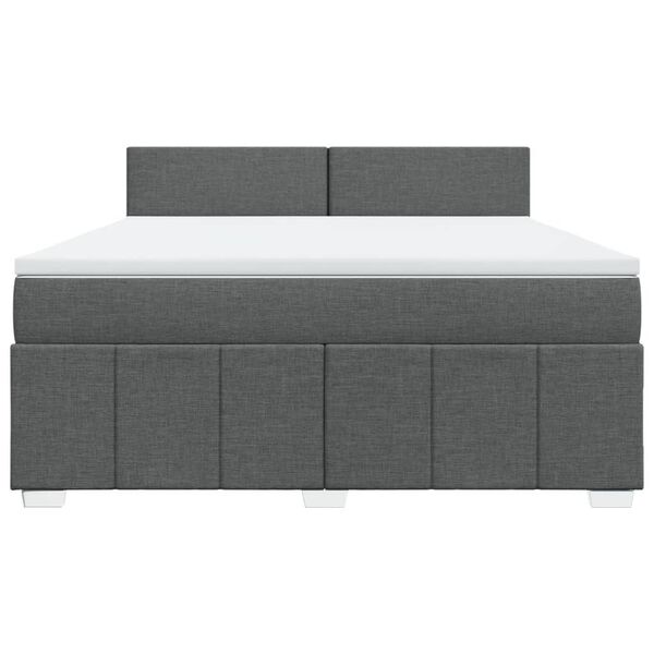 vidaXL Sommier &agrave; lattes de lit avec matelas Gris fonc&eacute; 180x200cm Tissu