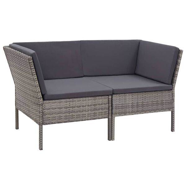 vidaXL Salon de jardin 6 pcs avec coussins résine tressée gris