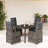 vidaXL Ensemble de bistro de jardin 5 pcs coussins gris poly rotin