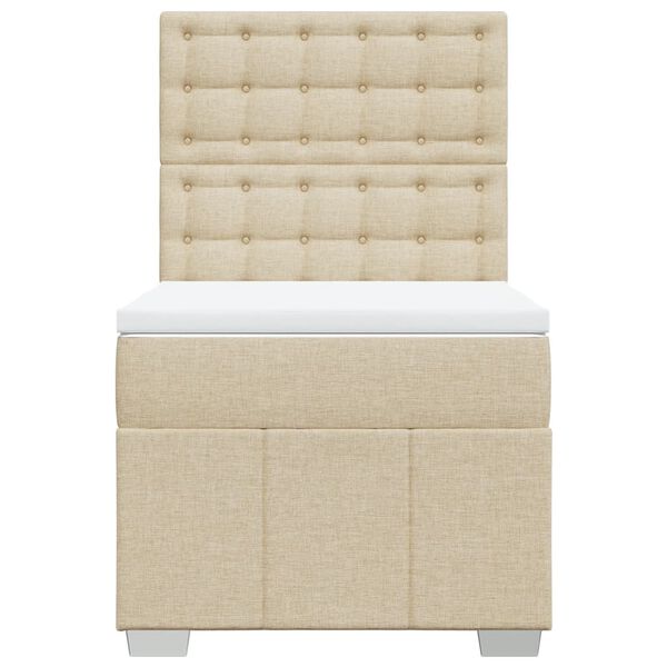 vidaXL Sommier &agrave; lattes de lit avec matelas Cr&egrave;me 90x200 cm Tissu
