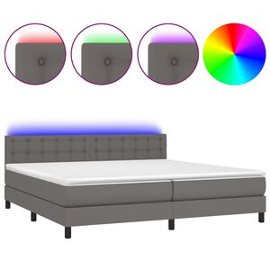 vidaXL Sommier &agrave; lattes de lit avec matelas et LED Gris 200x200 cm