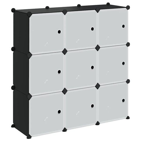 vidaXL Cubes de rangement 9 pcs avec portes noir PP