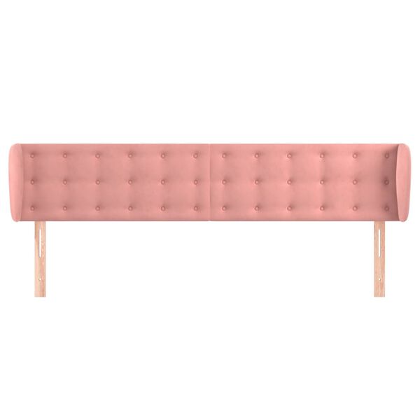 vidaXL Tête de lit avec oreilles Rose 203x23x78/88 cm Velours