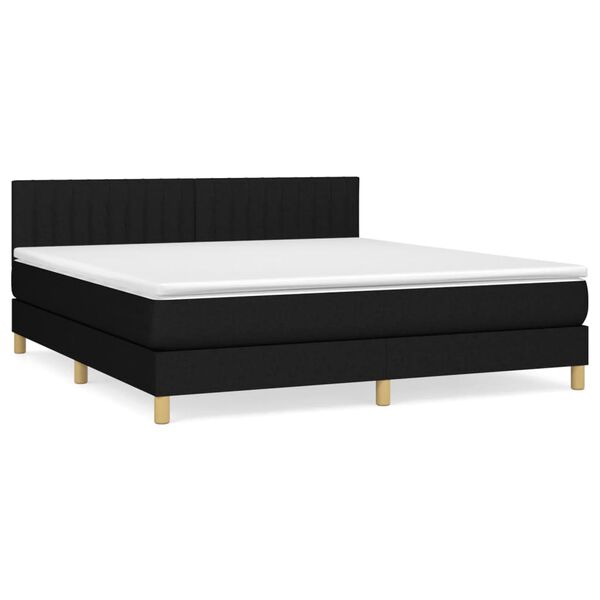 vidaXL Sommier &agrave; lattes de lit avec matelas Noir 180x200 cm Tissu