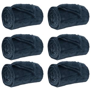 vidaXL Couvertures &agrave; jeter 6 pc Bleu marine 150 x 200 cm 4.68 kg
