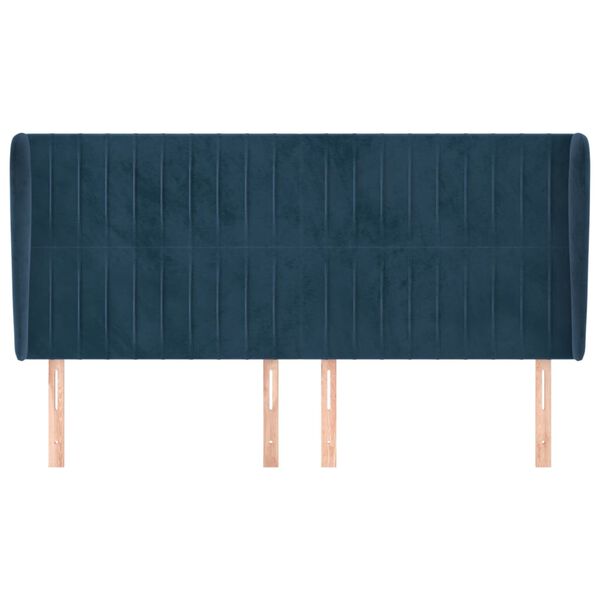 vidaXL T&ecirc;te de lit avec oreilles Bleu fonc&eacute; 163x23x118/128 cm Velours