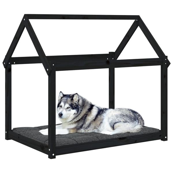 vidaXL Lit pour chien Noir 111x80x100 cm Bois de pin solide