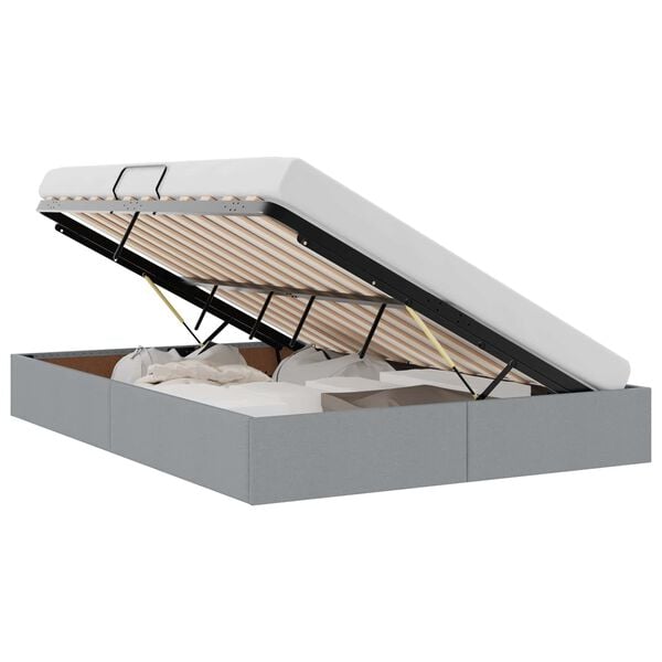 vidaXL Lit de Rangement avec matelas Gris clair 135 x 190 cm tissu