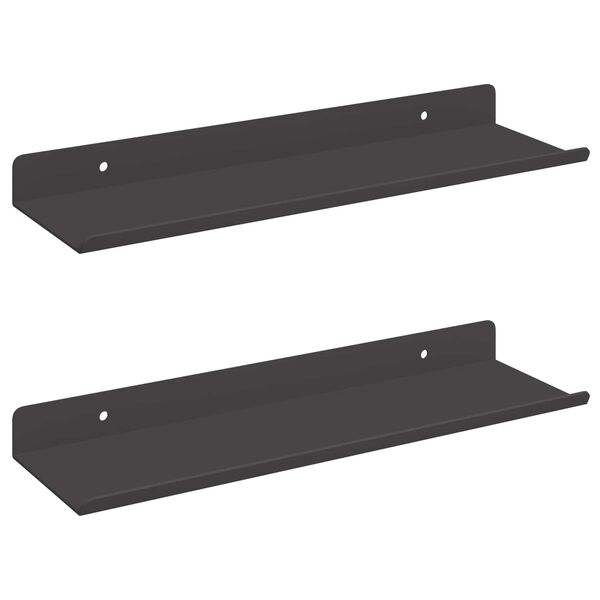 vidaXL &Eacute;tag&egrave;re flottante 2 pcs Noir 30 x 9 x 2,5 cm Acier