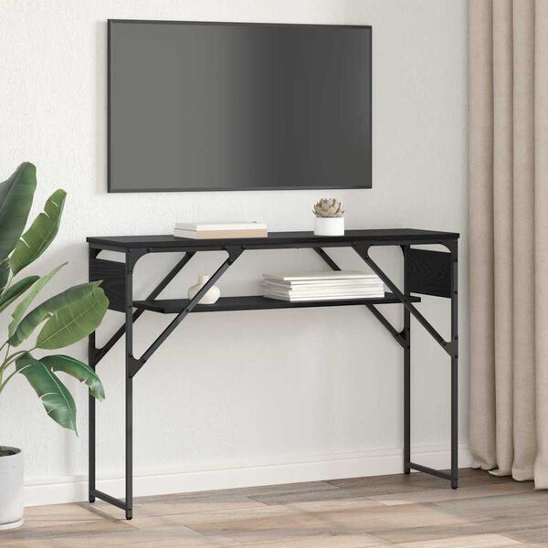 vidaXL TableConsole Ch&ecirc;ne noir 105x30x75cm Bois d'ing&eacute;nierie