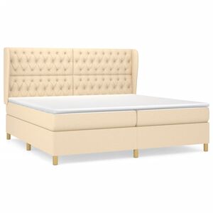 vidaXL Sommier &agrave; lattes de lit avec matelas Cr&egrave;me 200x200 cm Tissu