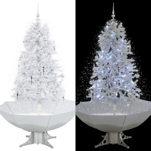 vidaXL Arbre de No&euml;l neigeux avec base de parapluie Blanc 170 cm