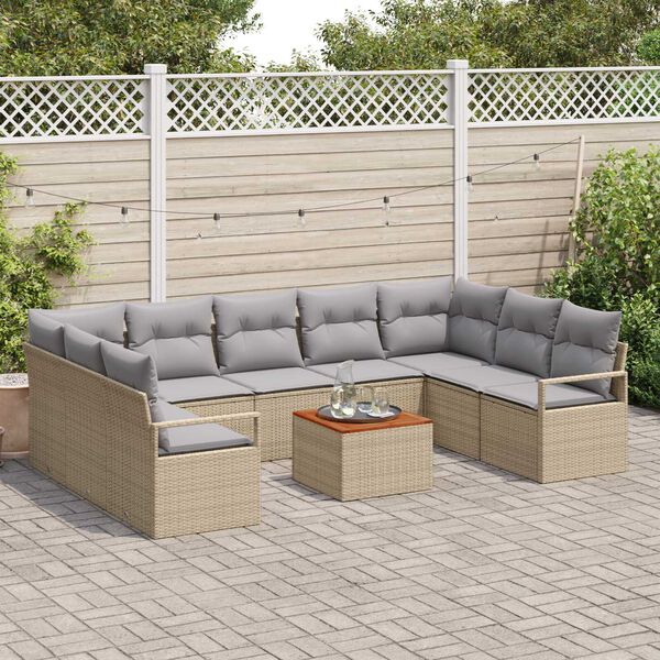 vidaXL Ensemble de canap&eacute; de jardin 10 pcs beige et gris clair