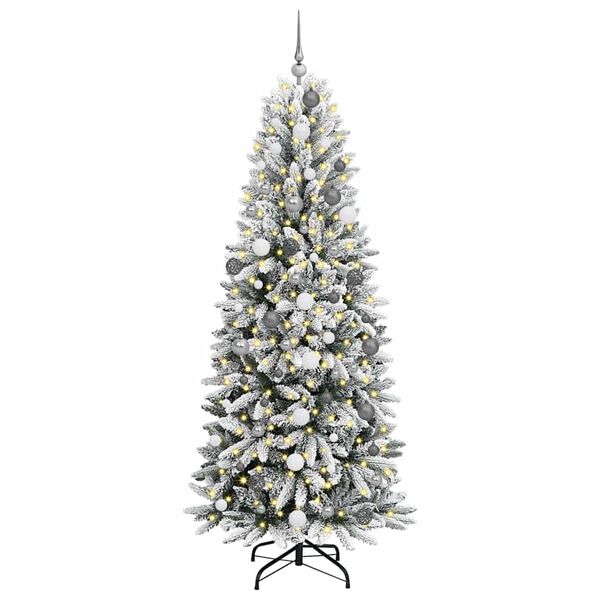 vidaXL Sapin de No&euml;l artificiel avec 300 LED avec support Blanc 210 cm