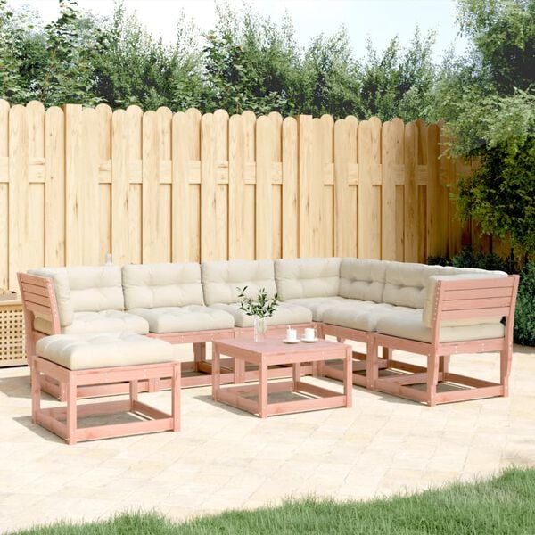 vidaXL Salon de jardin 7 pcs avec coussins bois massif douglas