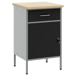 vidaXL &Eacute;tabli Noir et gris 50 x 55 x 85 cm Bois d'ing&eacute;nierie et acier