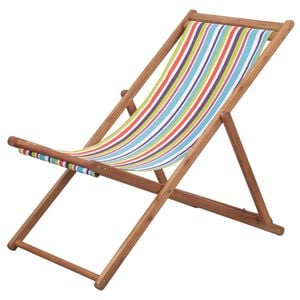 vidaXL Chaise pliante en tissu et structure en bois multicolore