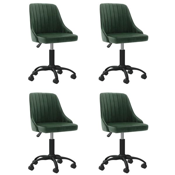 vidaXL Chaises pivotantes &agrave; manger lot de 4 vert fonc&eacute; velours