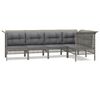 vidaXL Salon de jardin 5 pcs avec coussins Gris R&eacute;sine tress&eacute;e