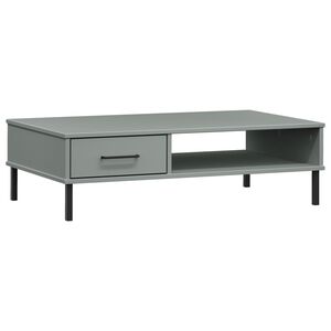 vidaXL Table basse avec pieds en m&eacute;tal Gris Bois pin massif OSLO