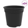 vidaXL Pot &agrave; fleurs rond 24 pcs Noir &Oslash; 17 x 14 cm Plastique