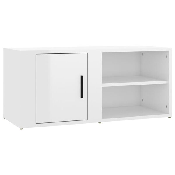 vidaXL Meuble TV Blanc brillant 80x31,5x36 cm Bois d'ingénierie