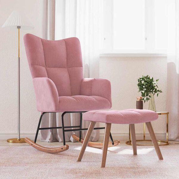 vidaXL Chaise &agrave; bascule avec repose-pied Rose Velours