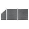 vidaXL Ensemble de cl&ocirc;ture WPC 2 Carr&eacute; + 1 Inclin&eacute; 446 x 186 cm Gris
