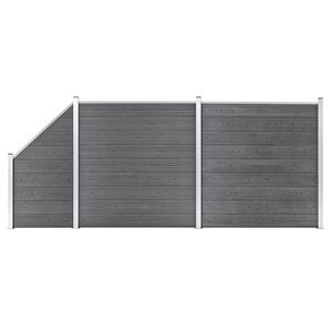 vidaXL Ensemble de cl&ocirc;ture WPC 2 Carr&eacute; + 1 Inclin&eacute; 446 x 186 cm Gris
