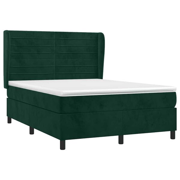 vidaXL Sommier &agrave; lattes de lit et matelas Vert fonc&eacute; 140x200cm Velours