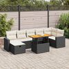 vidaXL Salon de jardin 5 pcs avec coussins noir r&eacute;sine tress&eacute;e acacia