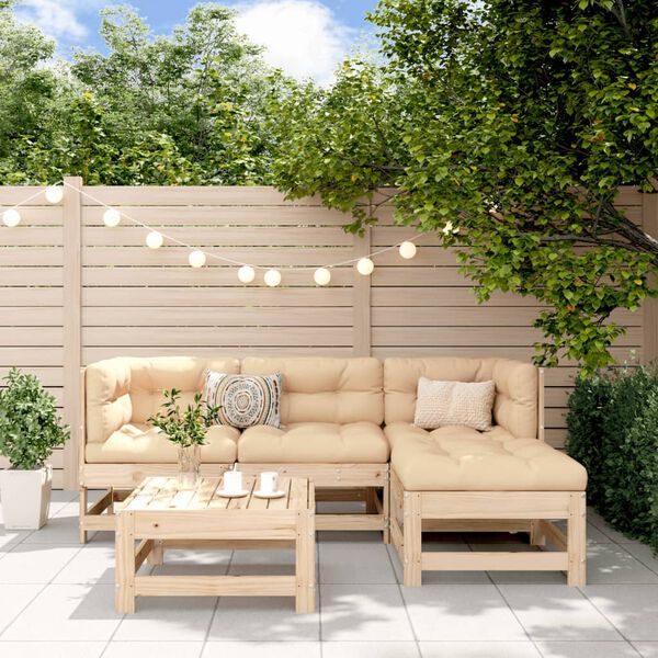 vidaXL Salon de jardin 5 pcs bois massif de pin