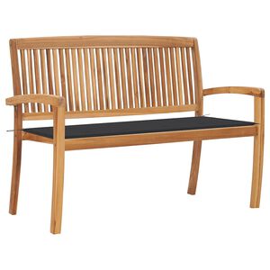 vidaXL Banc de jardin empilable et coussin 128,5cm Bois de teck massif