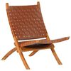 vidaXL Chaise de relaxation pliable marron cuir v&eacute;ritable