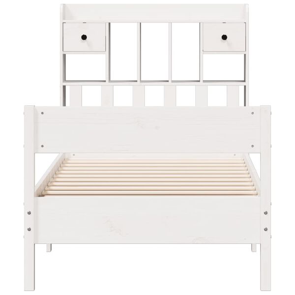 vidaXL Lit biblioth&egrave;que sans matelas blanc 90x190cm bois de pin massif