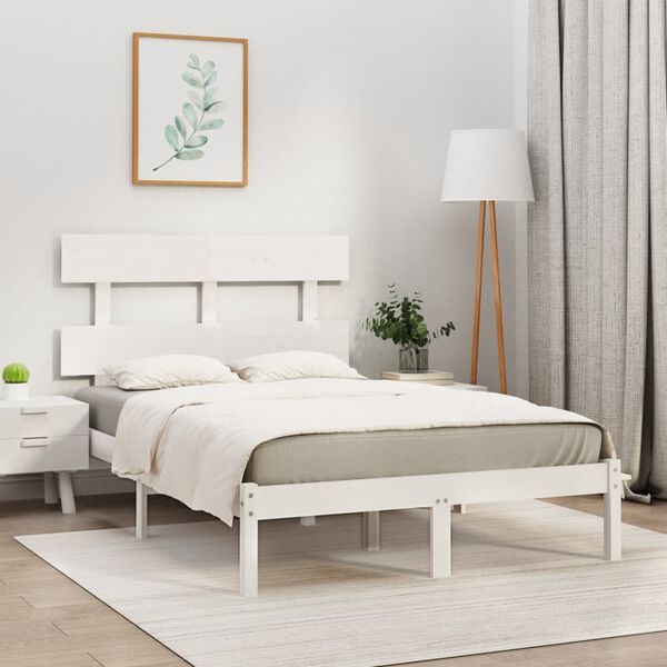 vidaXL Cadre de lit sans matelas blanc 160x200 cm bois massif