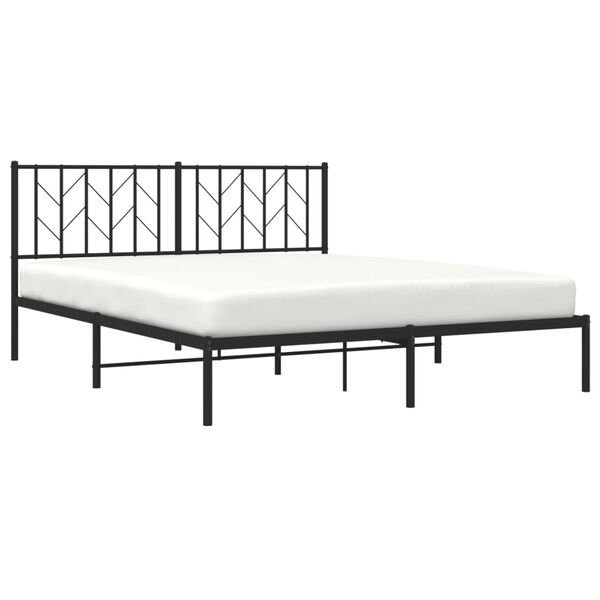 vidaXL Cadre de lit m&eacute;tal sans matelas et t&ecirc;te de lit noir 160x200 cm