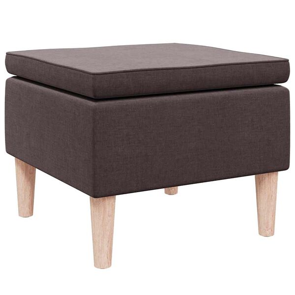 vidaXL Tabouret avec pieds en bois Marron fonc&eacute; Tissu