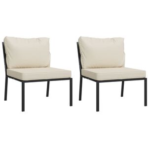 vidaXL Chaises de jardin et coussins sable lot de 2 60x74x79 cm acier