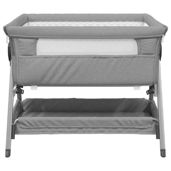 vidaXL Lit pour b&eacute;b&eacute; avec matelas Gris clair Tissu de lin