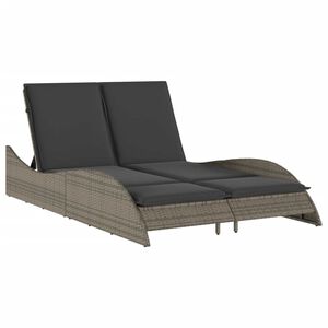 vidaXL Chaise longue avec coussins gris 114x205x73 cm r&eacute;sine tress&eacute;e