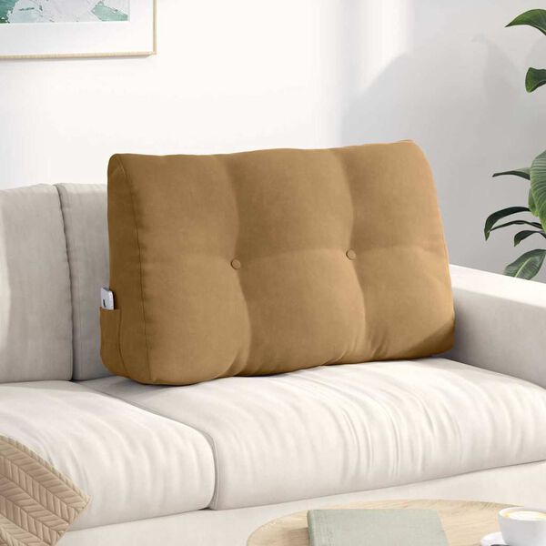 vidaXL Coussin de Dos Marron 80 x 24 x 50 cm Velours