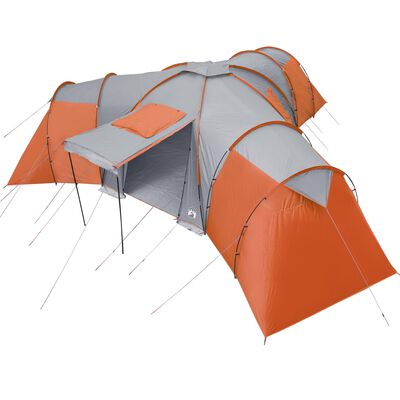 vidaXL Tente familiale à dôme 12 personnes gris et orange imperméable