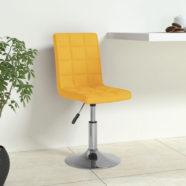 vidaXL Chaise pivotante de salle &agrave; manger Jaune moutarde Tissu
