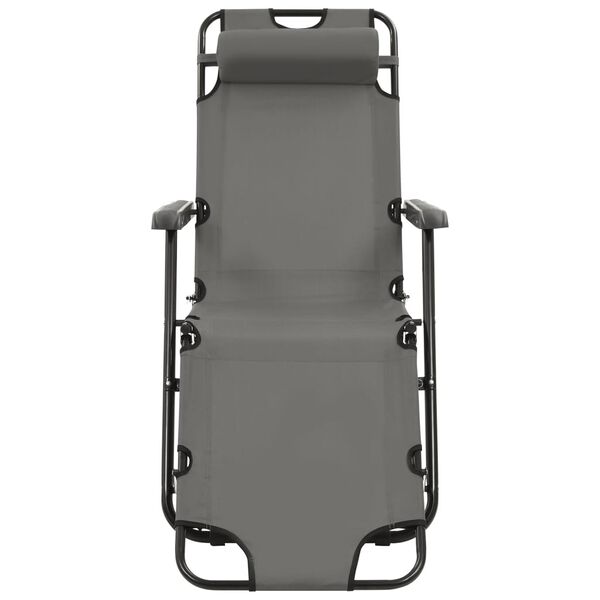 vidaXL Chaises longues pliables 2 pcs avec repose-pied Acier Gris
