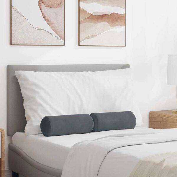 vidaXL Coussins d'accent 2 pcs Gris foncé Ø 15 x 40 cm