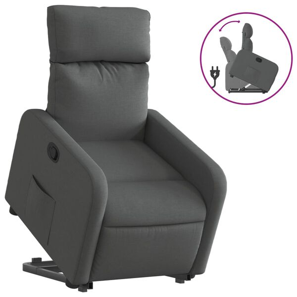 vidaXL Fauteuil inclinable Gris fonc&eacute; Tissu