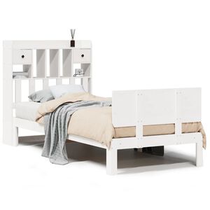 vidaXL Lit biblioth&egrave;que sans matelas blanc 90x190cm bois de pin massif