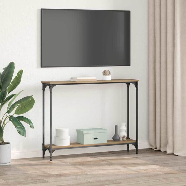 vidaXL Table console avec &eacute;tag&egrave;re Ch&ecirc;ne artisanal 100 x 22,5 x 75 cm